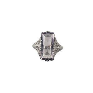 10 Karat White Gold and Amethyst Ring Size 6.25-6.5 #22666